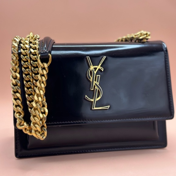 Black Sunset Patent Leather Shoulder Bag Saint Laurent - Picture 3 of 9